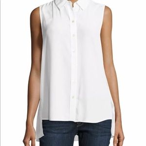 Equipment silk sleeveless bright white blouse S